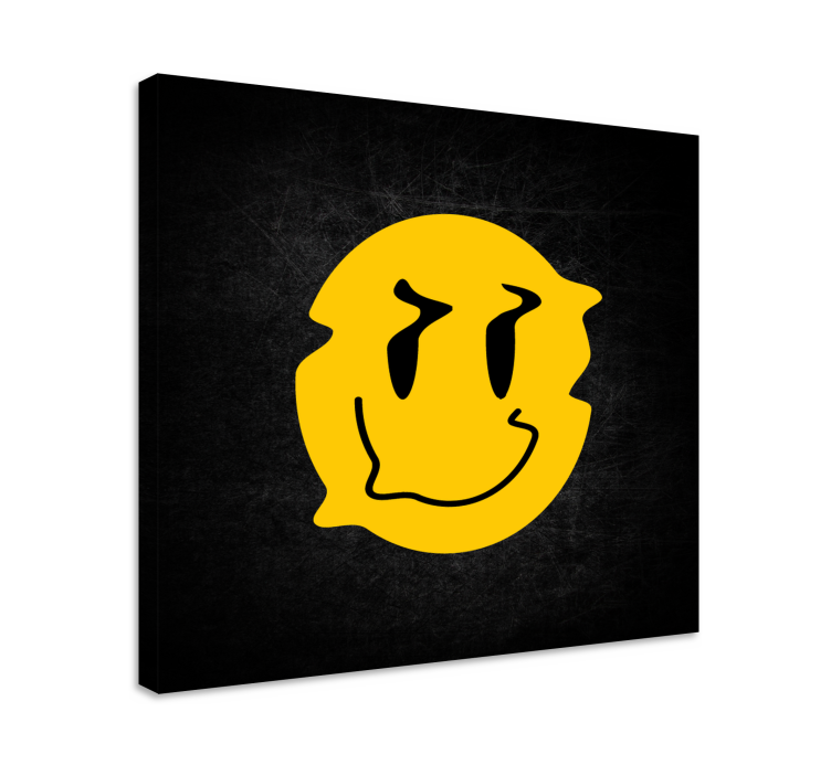 Yellow distorted smile modern canvas wall art - TenStickers