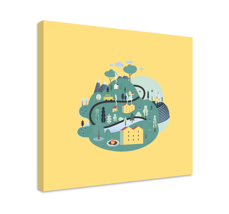 Cityscape wall art charming countryside scene - TenStickers