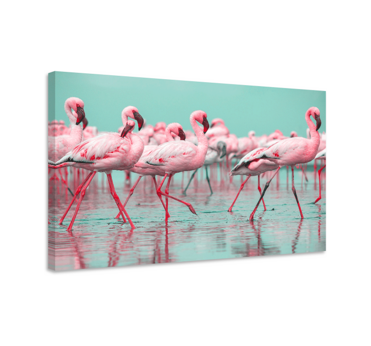 Nice Flamingos walking design Entrance canvas - TenStickers