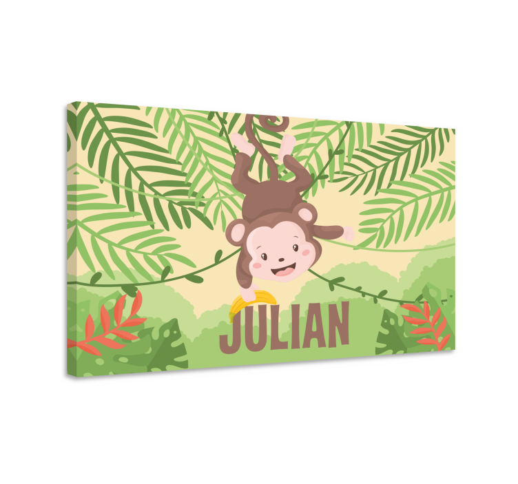 Dinosaur canvas wall art monkey hanging joy - TenStickers