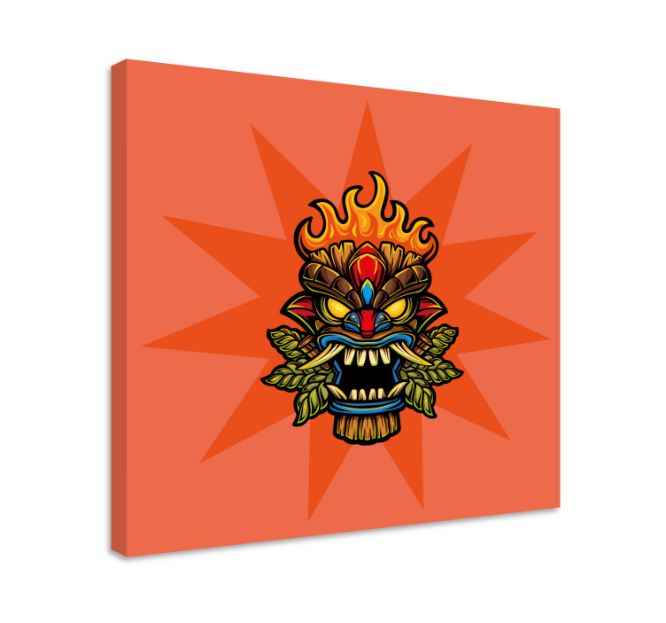 Music canvas art fiery tribal mask - TenStickers