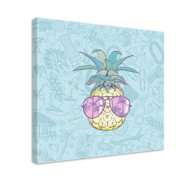 Fruit canvas wall art pineapple with sunglasses - TenStickers