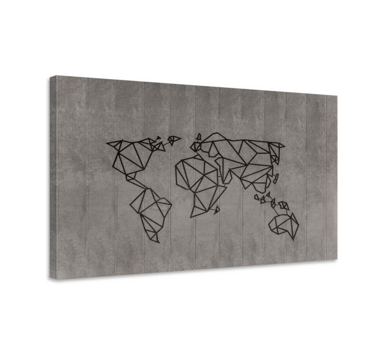 World map wall art geometric world outline - TenStickers