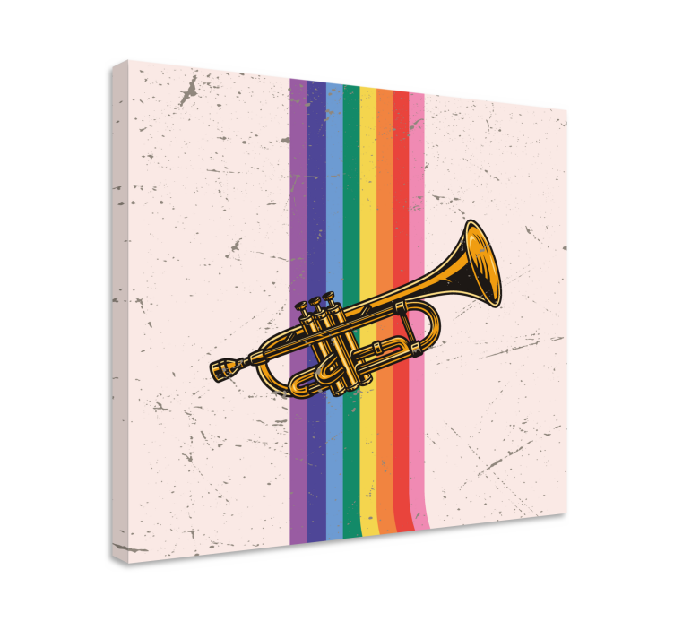 Music canvas art trumpet with lines - TenStickers
