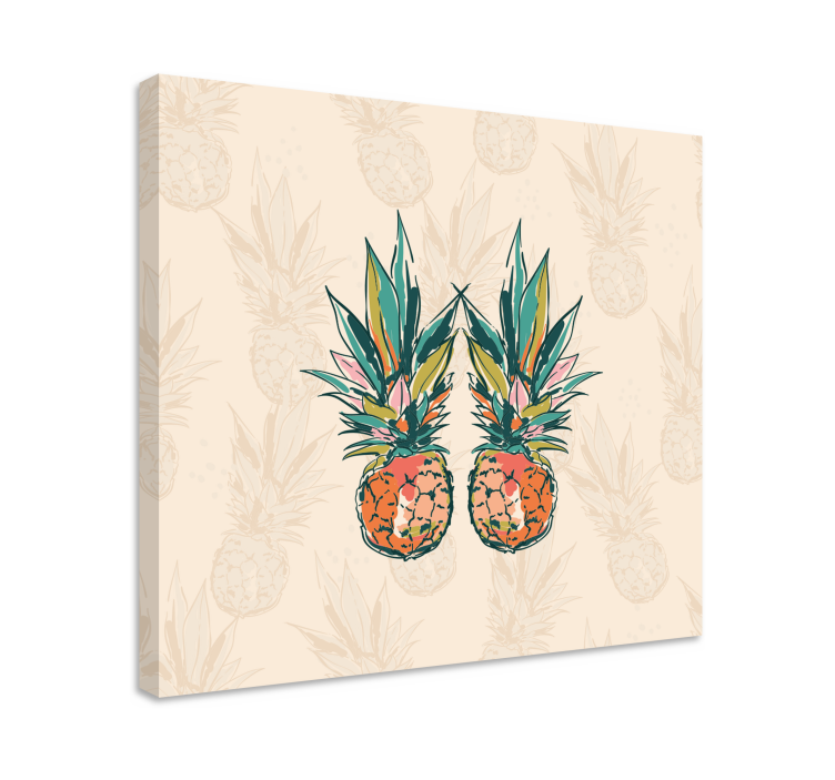 Fruit canvas wall art tropical pineapple duo - TenStickers