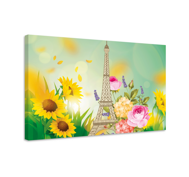 Flowers canvas eiffel tower floral art - TenStickers