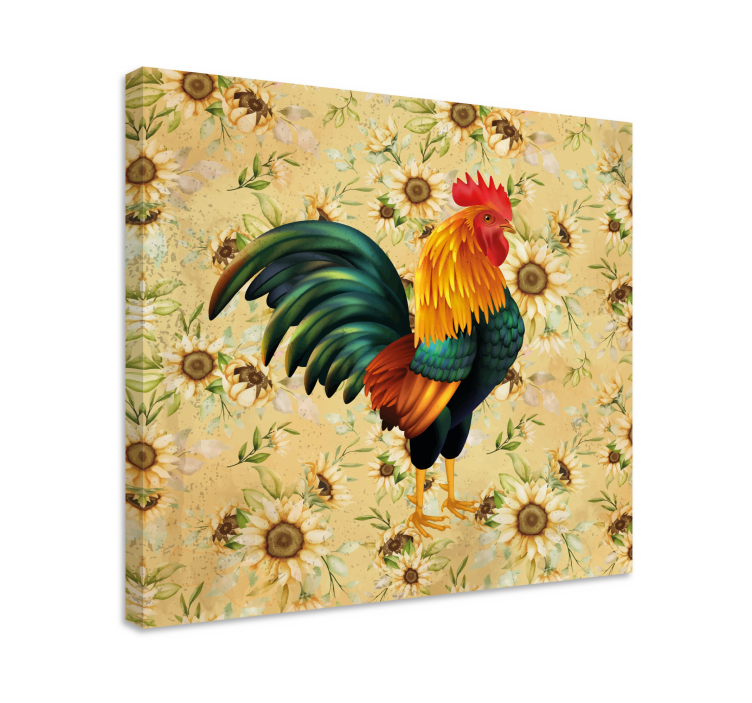 Rooster and sunflowers bird canvas - TenStickers