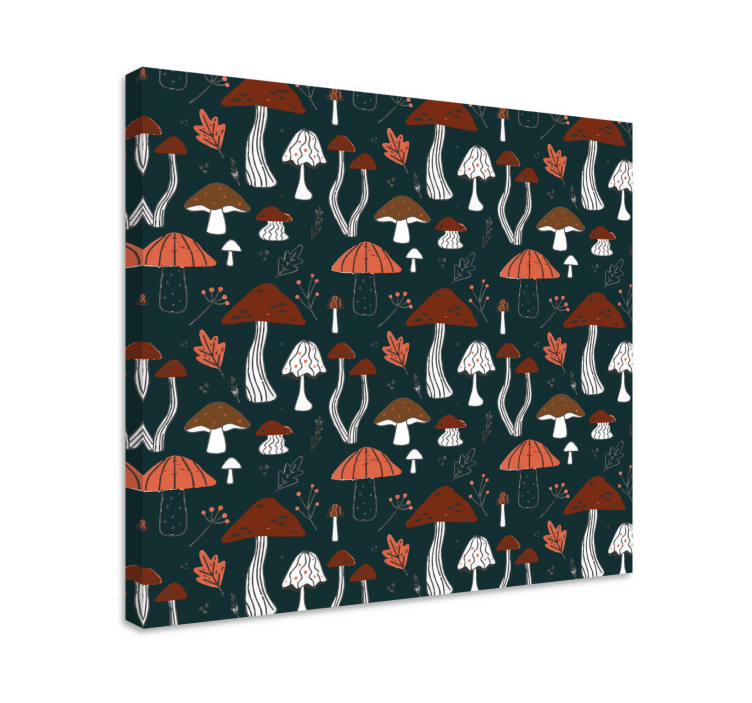 Flowers canvas with mushroom pattern design - TenStickers