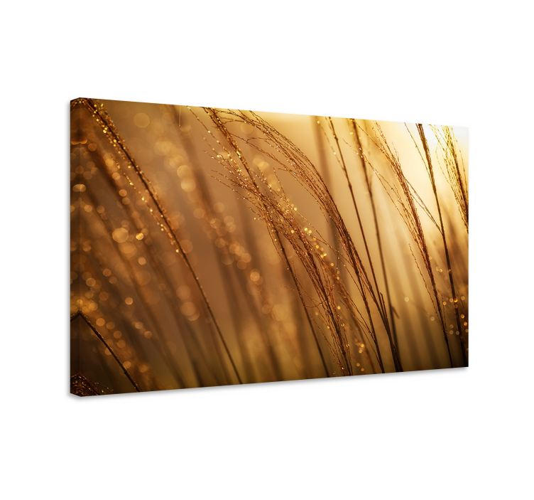 Flowers canvas with golden grass design - TenStickers