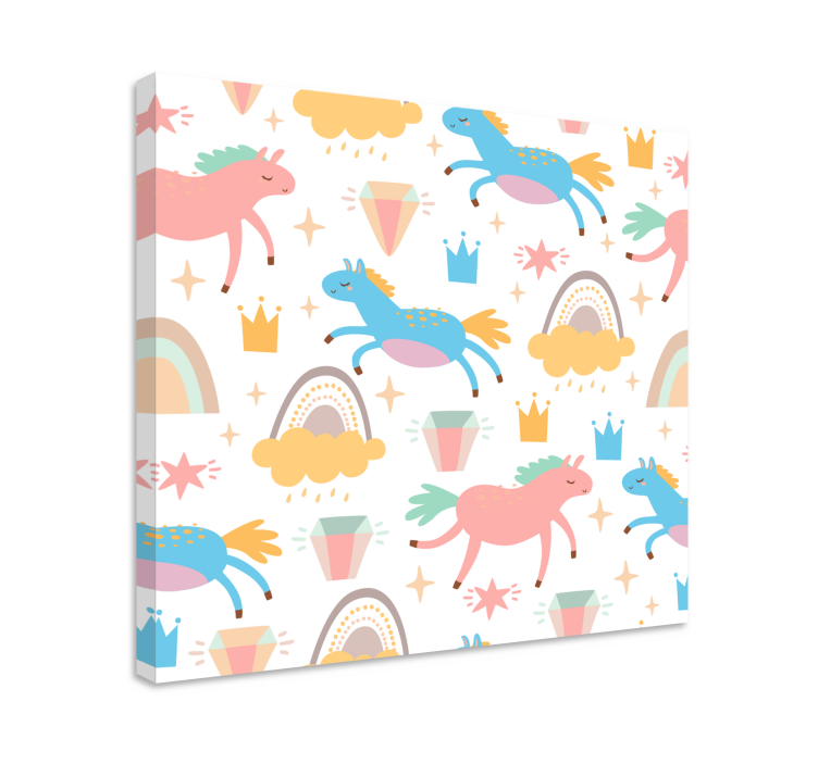 Horse wall art colorful unicorns running - TenStickers