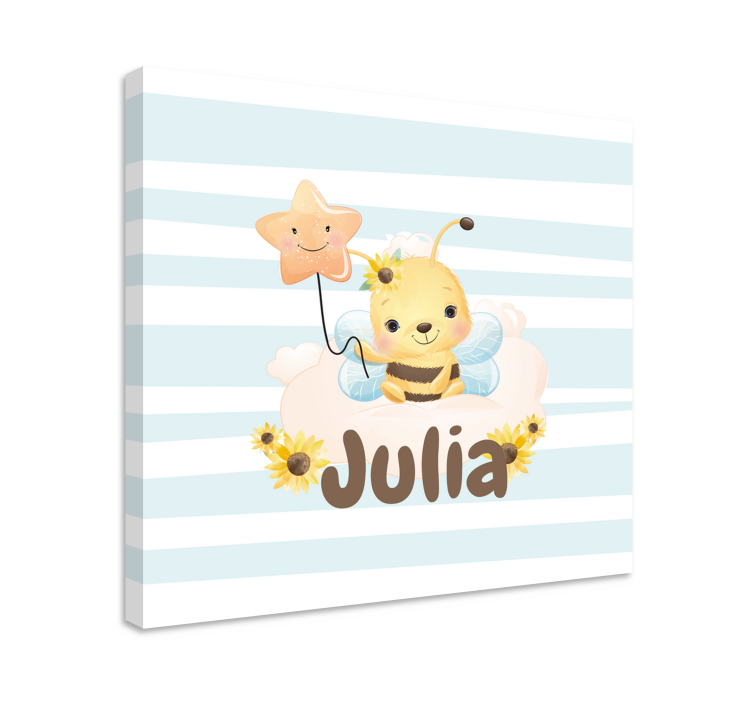 Cute bee character animal canvas wall art - TenStickers
