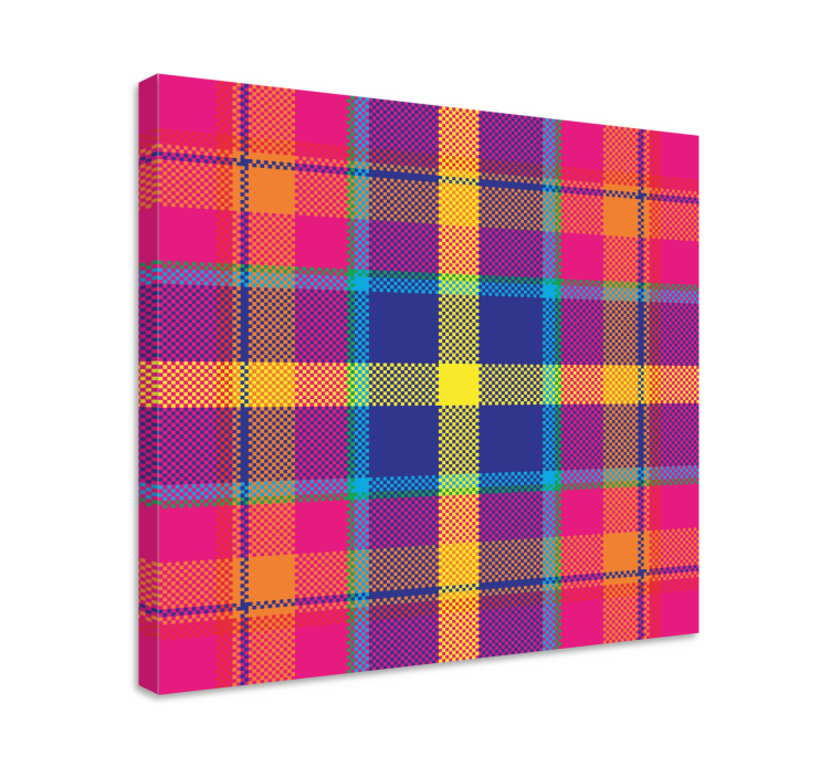 Colourful gingham pattern bedroom wall prints - TenStickers