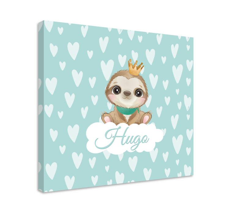 Cute sloth for boy name personalised canvas - TenStickers