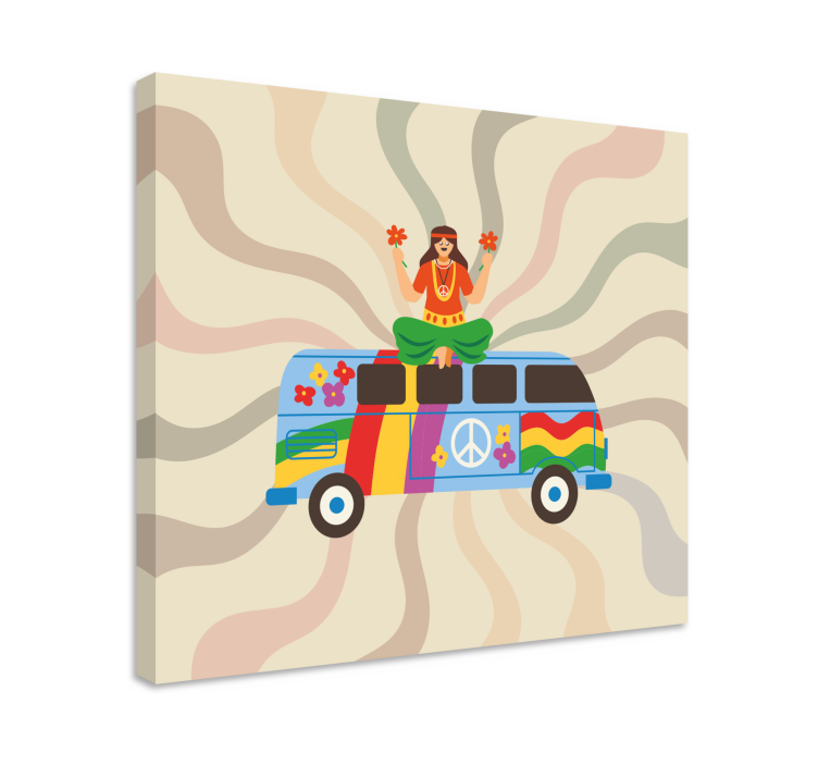 Superhero canvas art flower power van - TenStickers