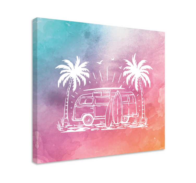 Cityscape wall art retro surf van design - TenStickers