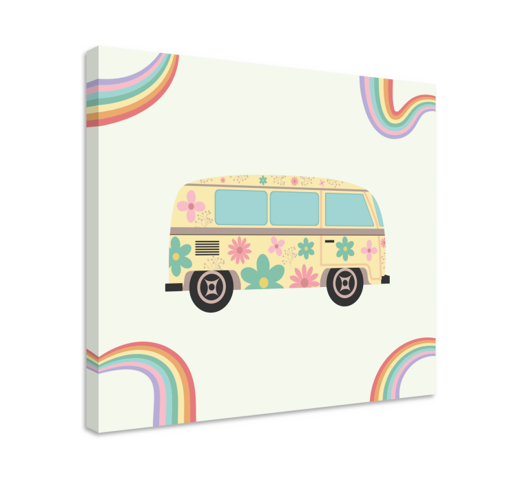 Floral Retro Van canvas print - TenStickers