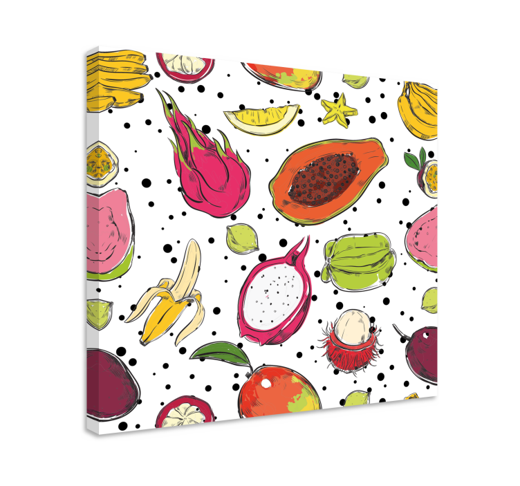 Exotic fruit pattern fruit canvas wall art - TenStickers