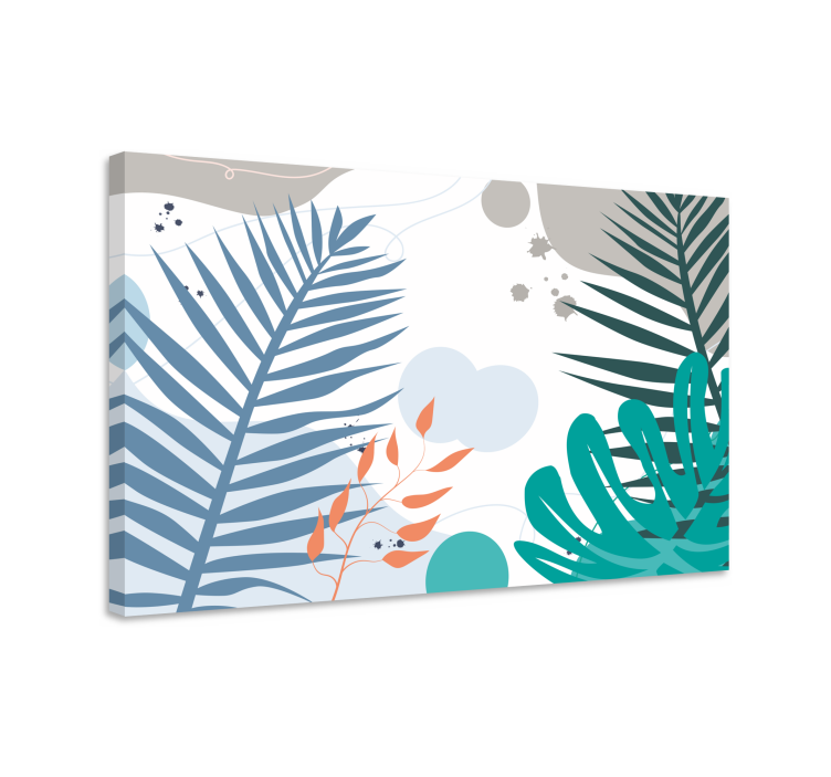 Flowers canvas with contemporary leaf designs - TenStickers