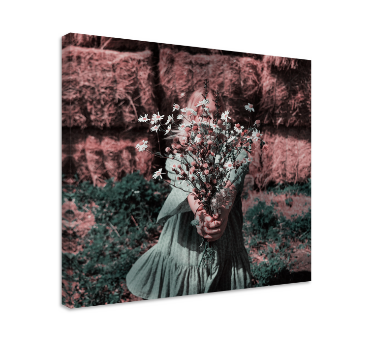 Flowers canvas girl with blooms - TenStickers