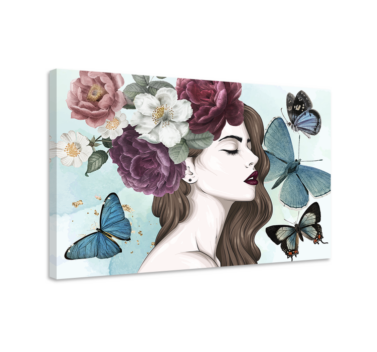 Floral Elegance with Butterflies Flowers  canvas - TenStickers