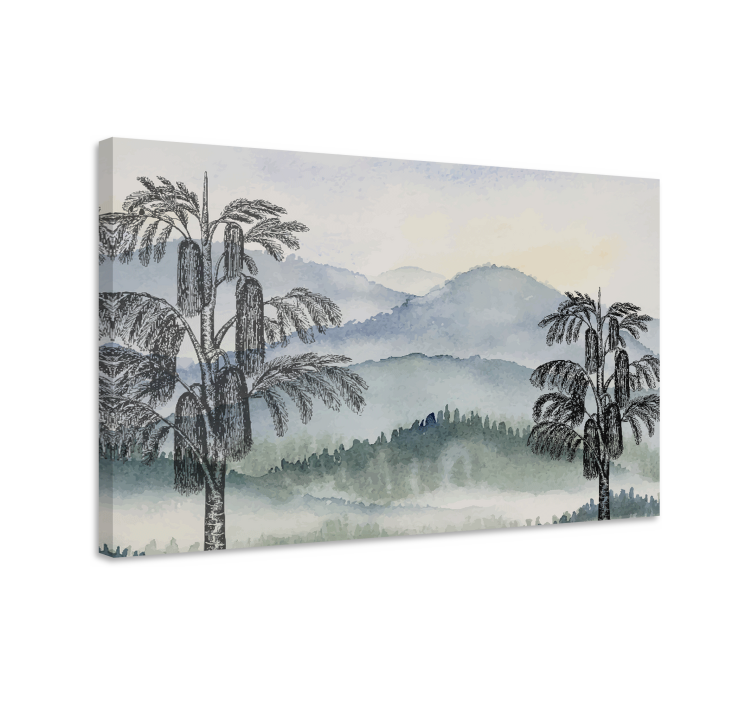 Tree canvas wall art mountainous landscape art - TenStickers