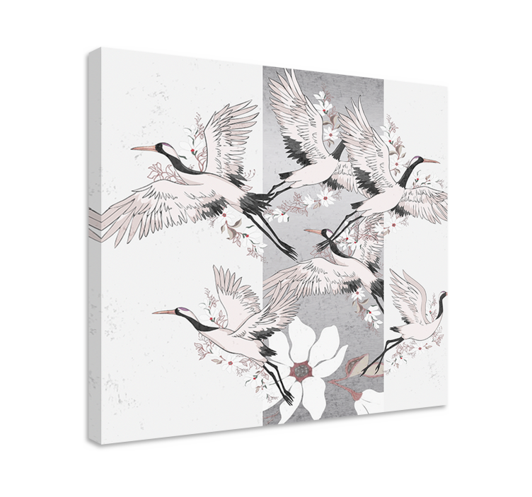 Landscape canvas graceful cranes in flight - TenStickers