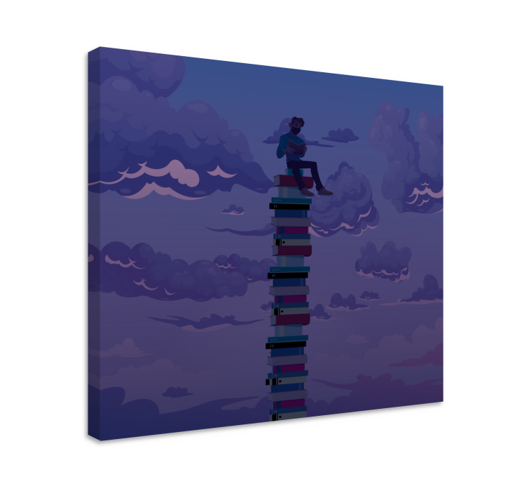 Retro canvas skyward stacked books - TenStickers
