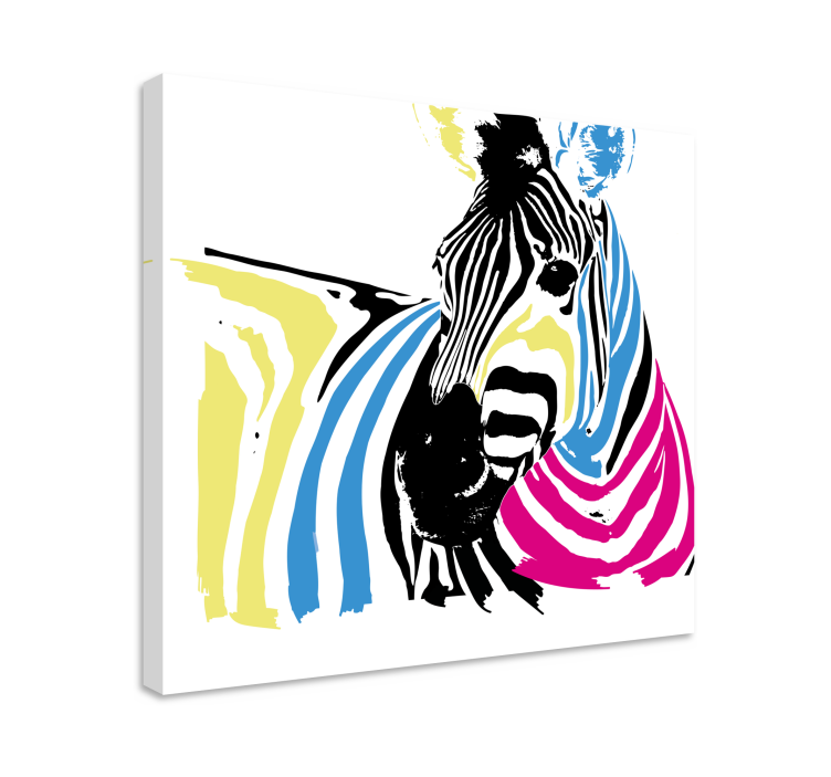 Animal canvas wall art zebra with bright stripes - TenStickers