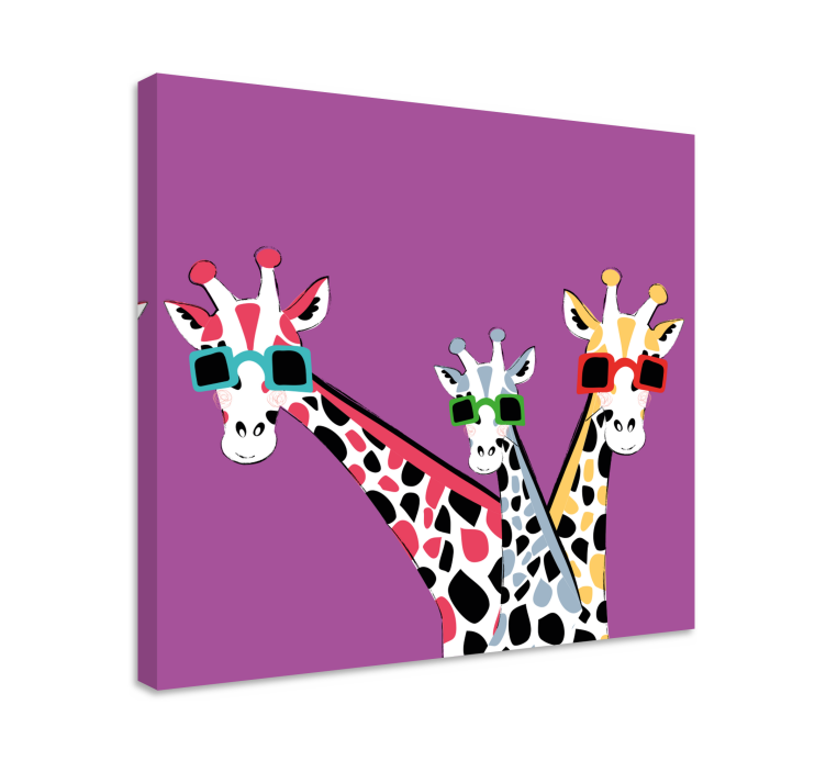 Animal canvas wall art giraffes in sunglasses - TenStickers