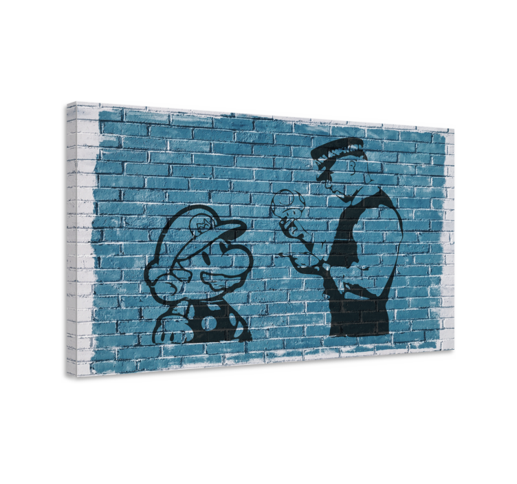 Framed gaming wall art mario and officer - TenStickers