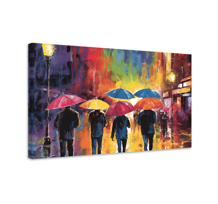 Umbrellas Painting Artwork Canvas - TenStickers