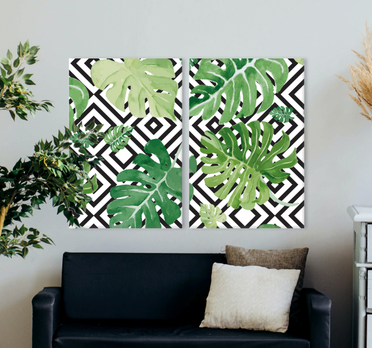 Flowers canvas tropical leaf design - TenStickers