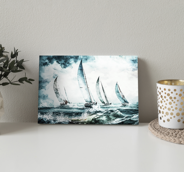 Sail boat painting dining room canvas art - TenStickers