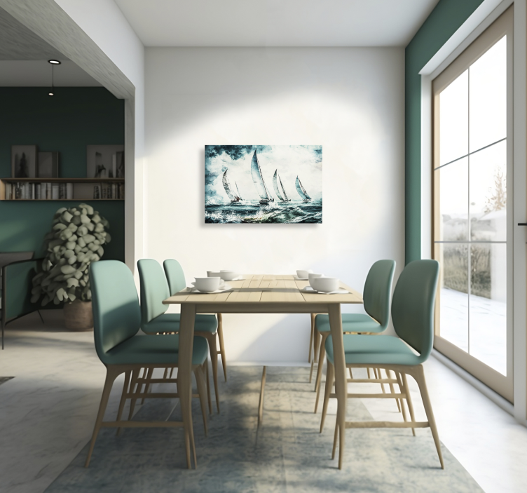Sail boat painting dining room canvas art - TenStickers