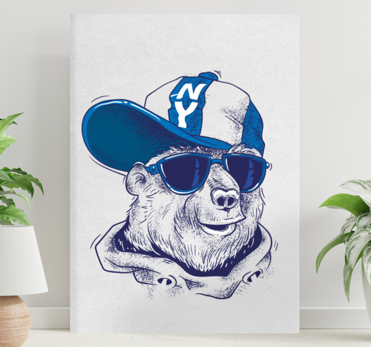 Animal canvas wall art cool bear design - TenStickers