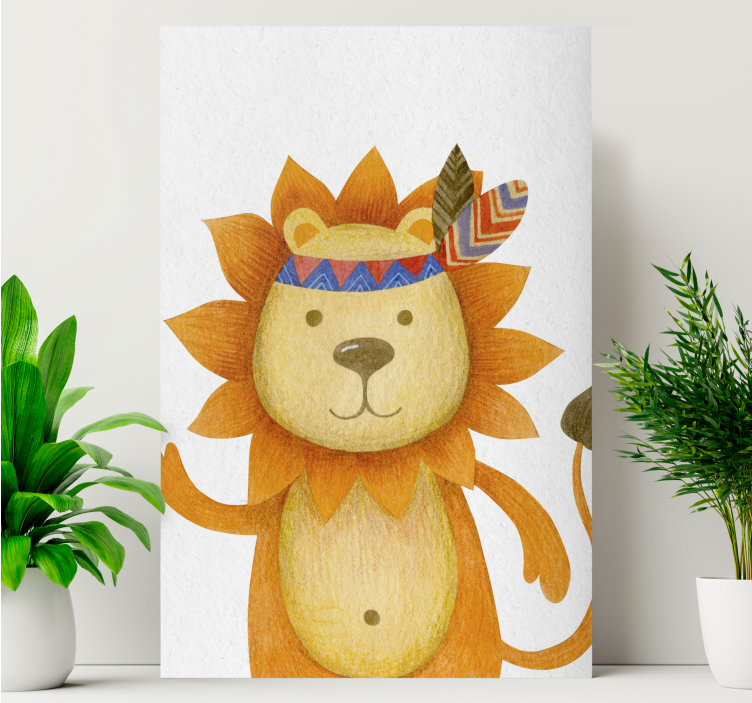 Animal canvas wall art friendly lion character - TenStickers