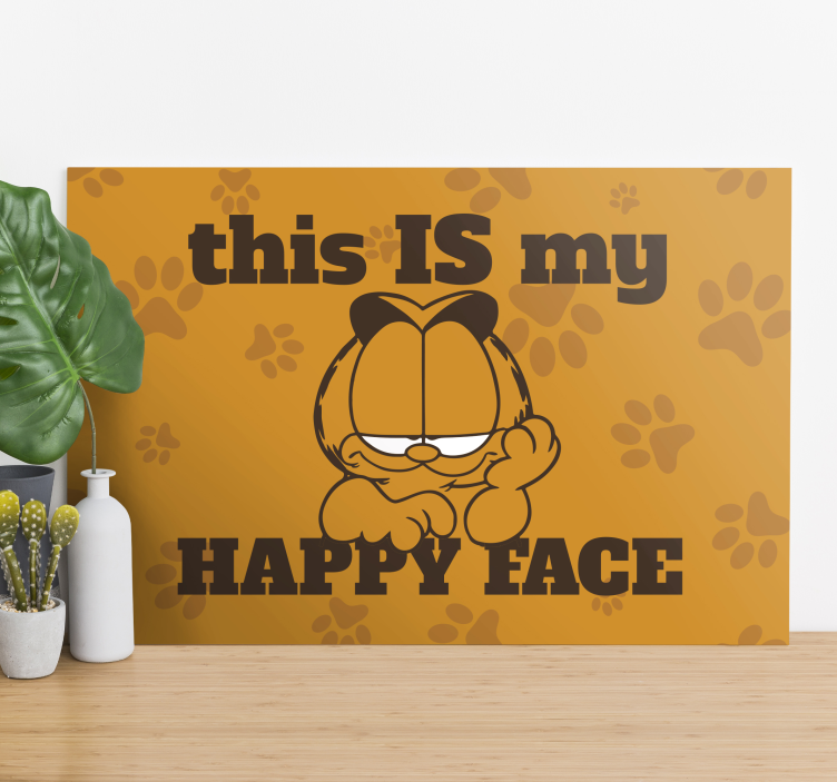 Animal canvas wall art happy cat expression - TenStickers