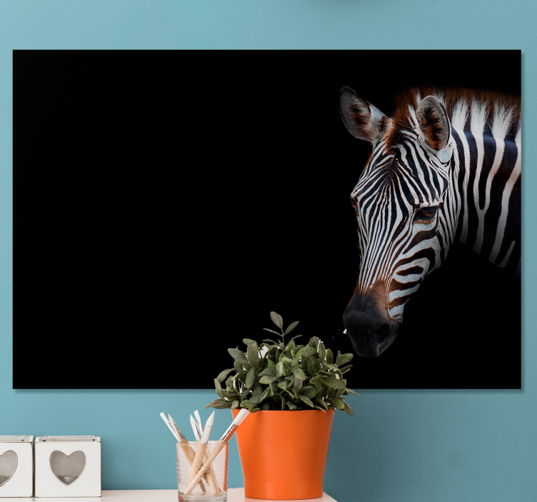 Animal canvas wall art zebra close-up - TenStickers