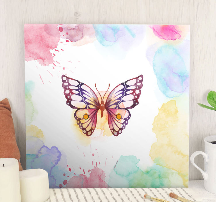 Artistic multicolor butterfly canvas wall art - TenStickers