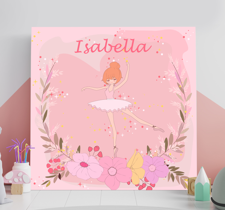 Personalised Floral Ballerina Canvas - TenStickers