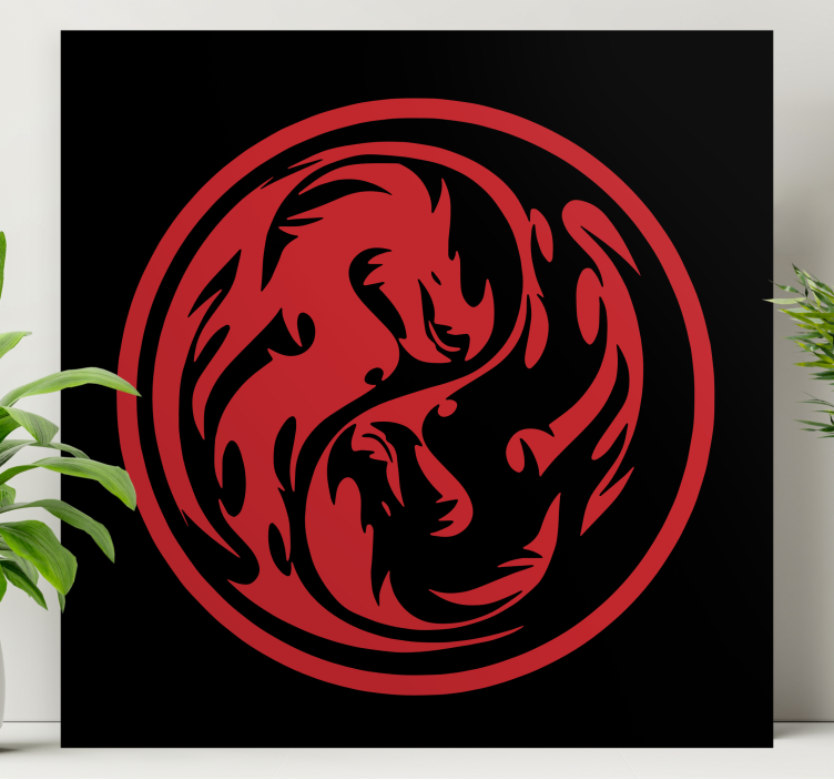 Black and Red Dragon Yin Yang wall prints - TenStickers