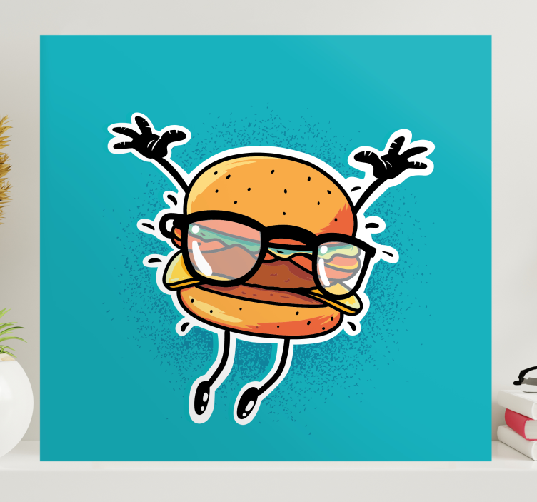 Cheesy burger graffiti cartoon modern canvas - TenStickers