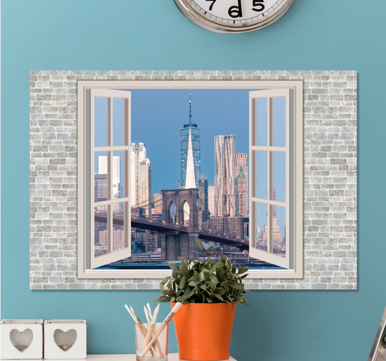 Cityscape wall art bridge view - TenStickers