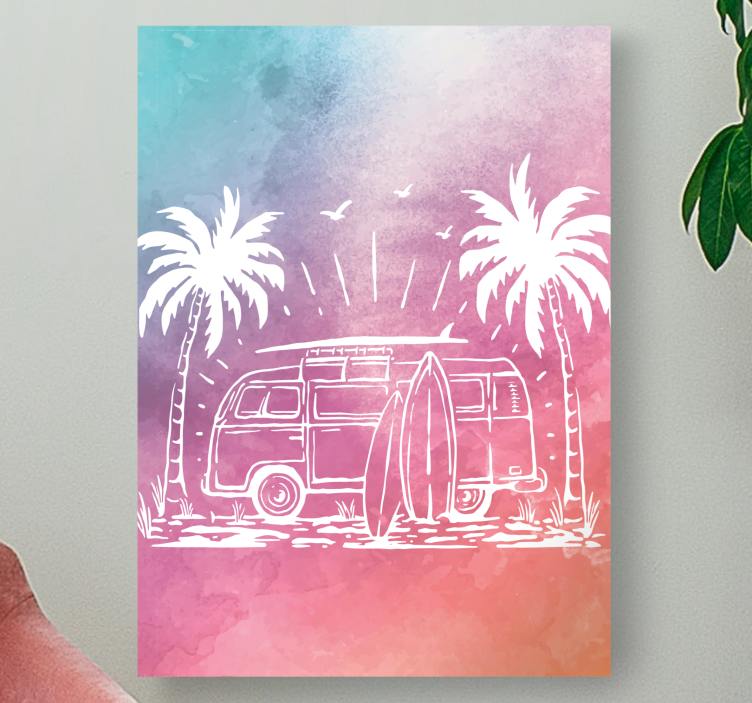 Cityscape wall art retro surf van design - TenStickers