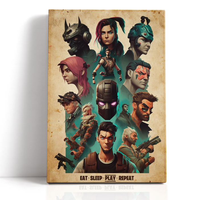 Collage of epic characters gaming wall art - TenStickers