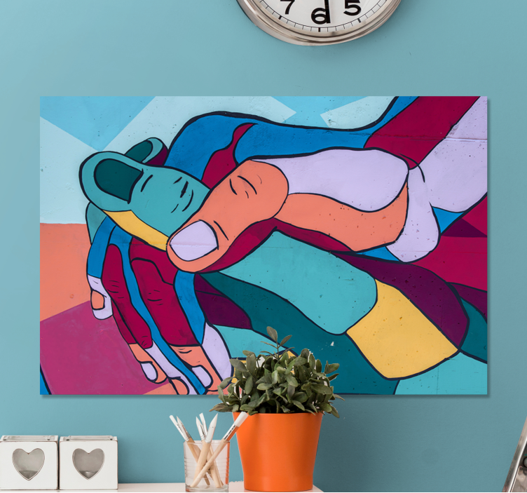 Colorful hand drawn hands canvas art prints - TenStickers