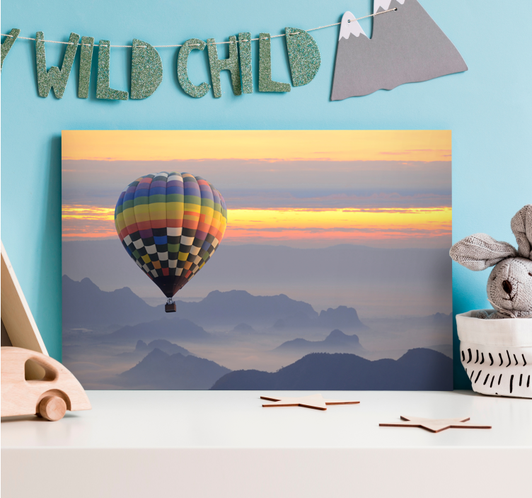 Colorful hot air balloon landscape canvas - TenStickers