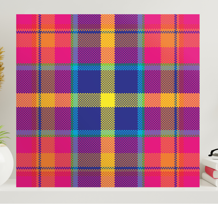 Colourful gingham pattern bedroom wall prints - TenStickers
