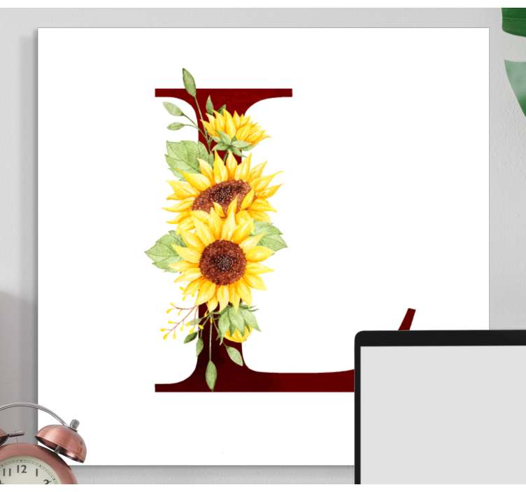 Customizable initial sunflower flower canvas - TenStickers