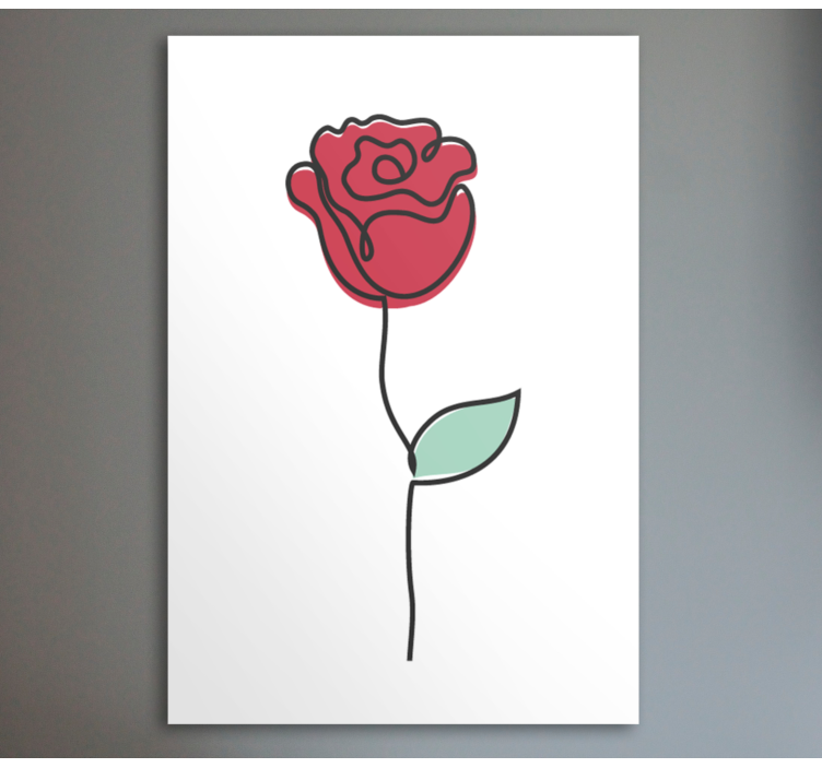 Cute red rose Line art design flower canvas - TenStickers